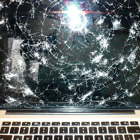 Zerstörte MacBook Display